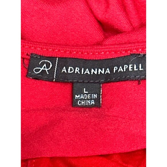 Adrianna Papell Red Sleeveless Tunic Embroidered Front Handkerchief Hem Upscale - Picture 9 of 11